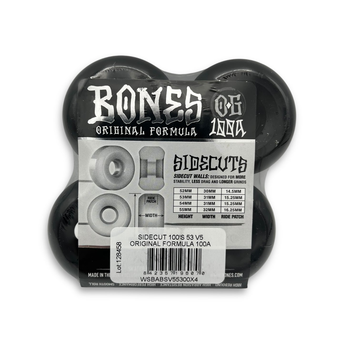 BONES | OG 100s - V5 Sidecut Black Wheels | 53mm / 100a