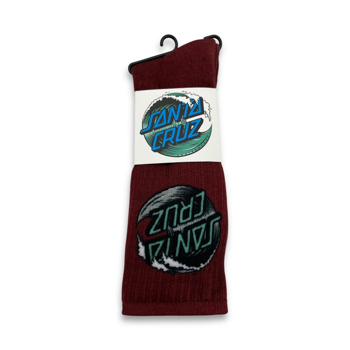 SANTA CRUZ | Wave Dot Crew Socks | Burgundy