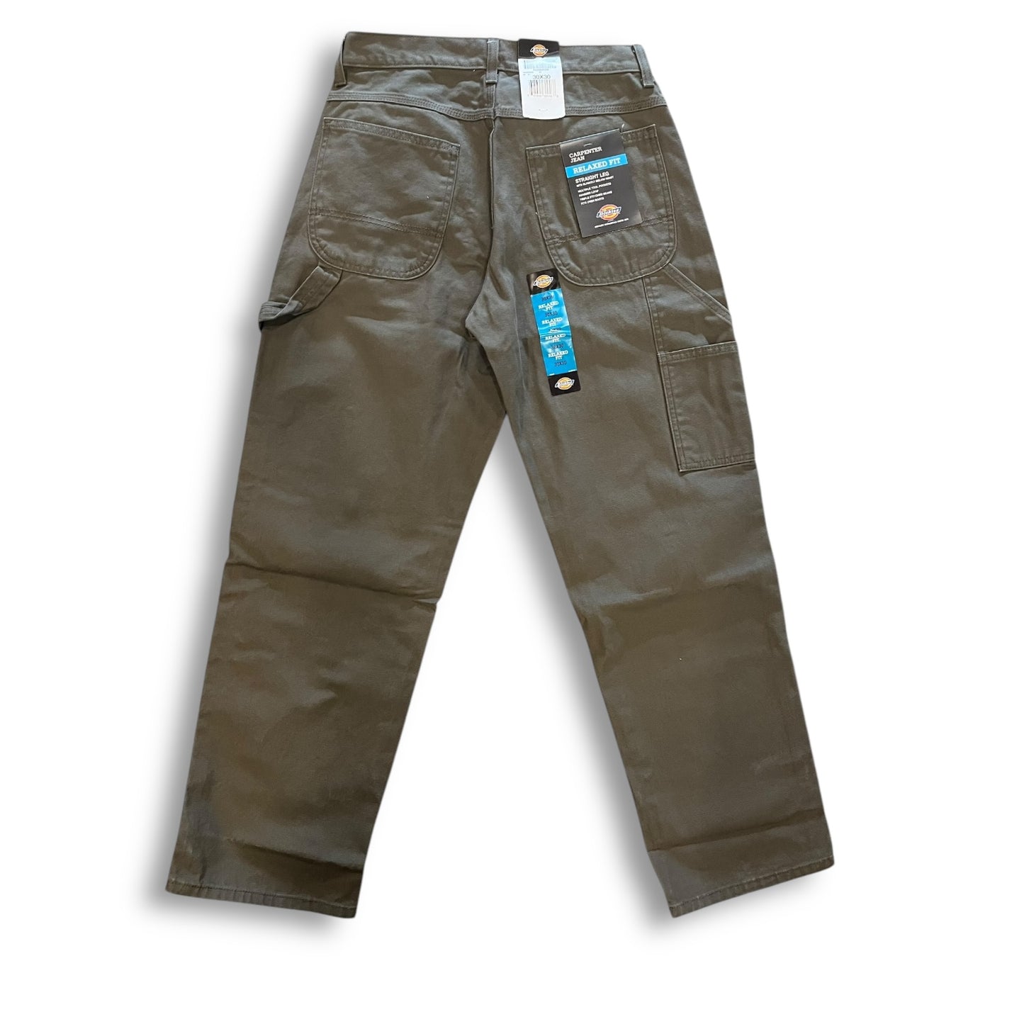 DICKIES | Relaxed Fit Heavyweight Duck Carpenter Pants | Rinsed Moss Green