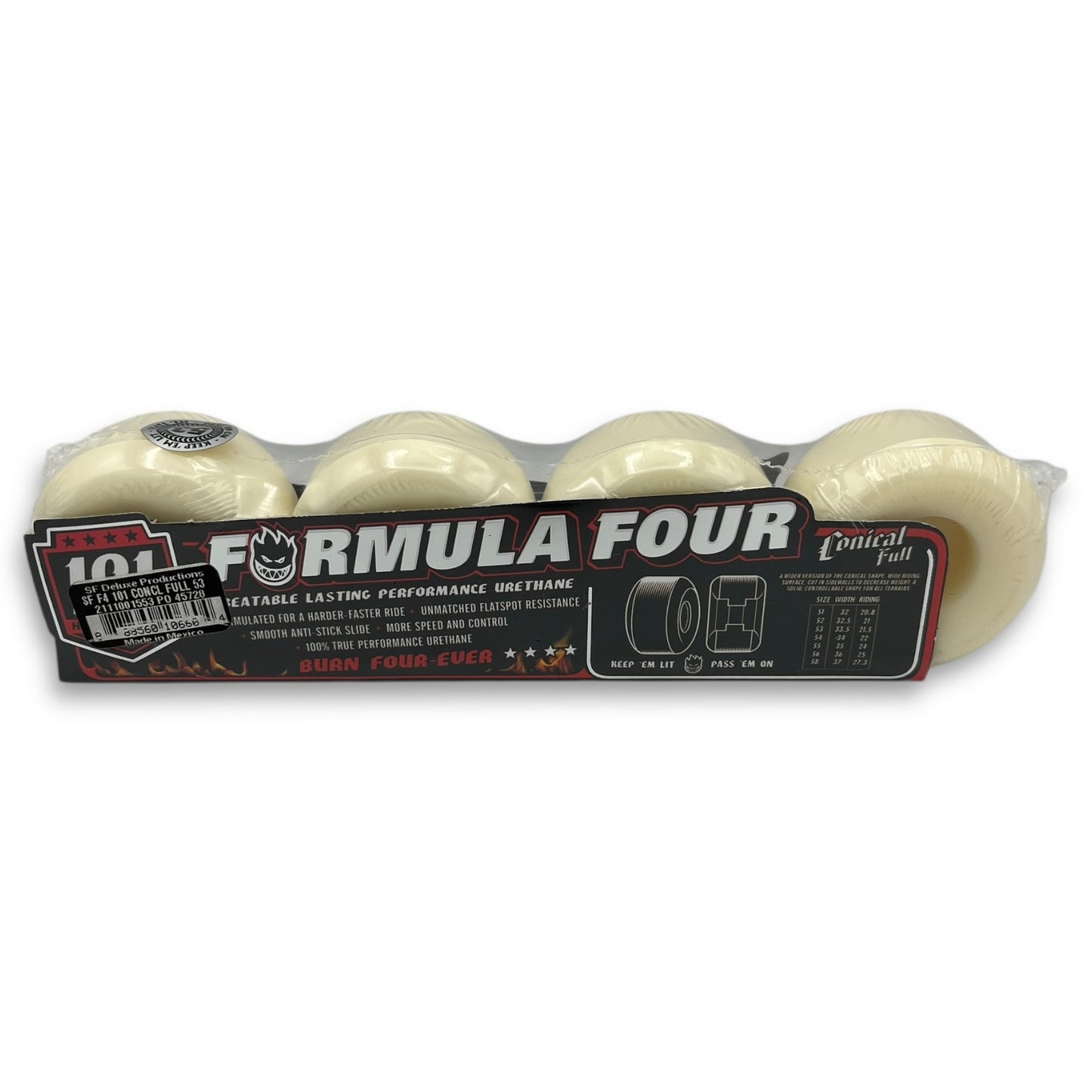 SPITFIRE | Formula Four Conical Full Skateboard Wheels | 53mm / 101a