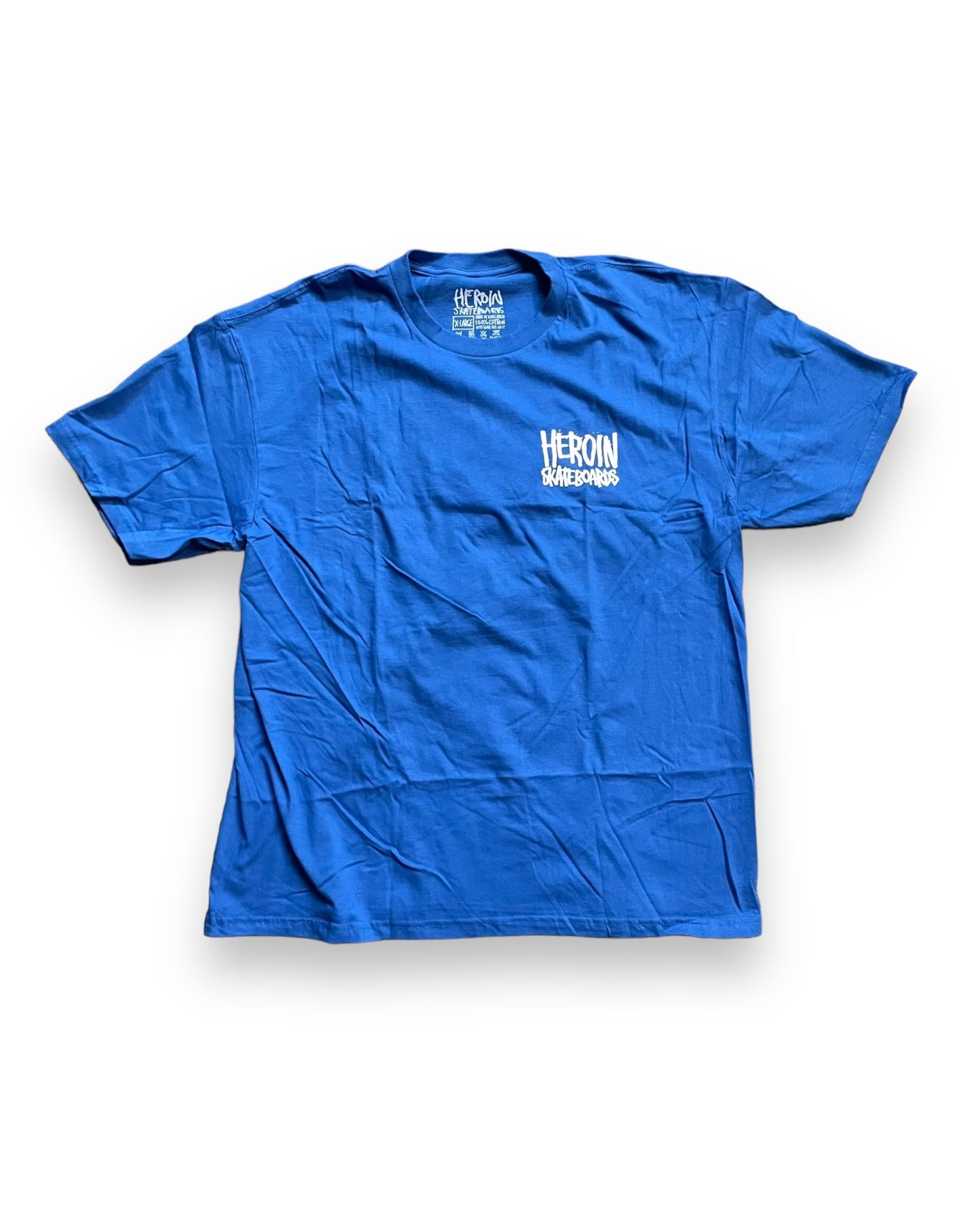 HEROIN | Fuck Drugs Let’s Skate Tee | Blue - X-Large