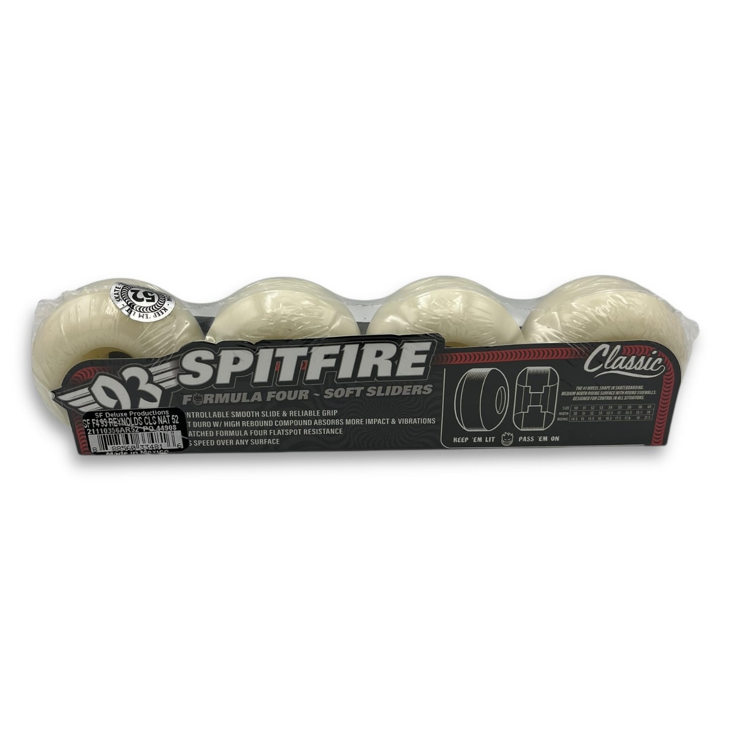 SPITFIRE | Formula Four Reynolds Classic Pro Skateboard Wheels| 52mm / 93a
