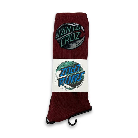 SANTA CRUZ | Wave Dot Crew Socks | Burgundy