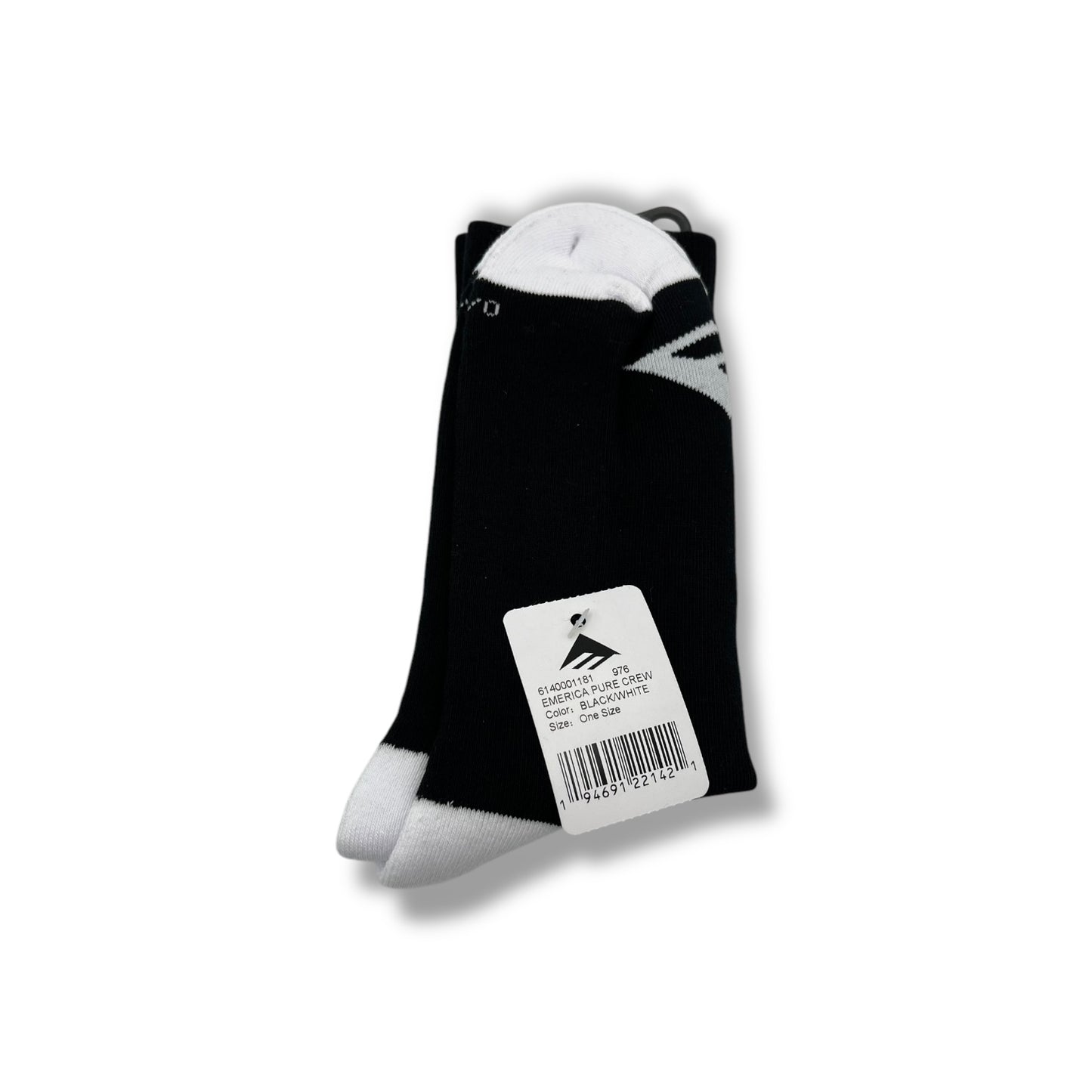 EMERICA | Pure Crew Socks | Black/White