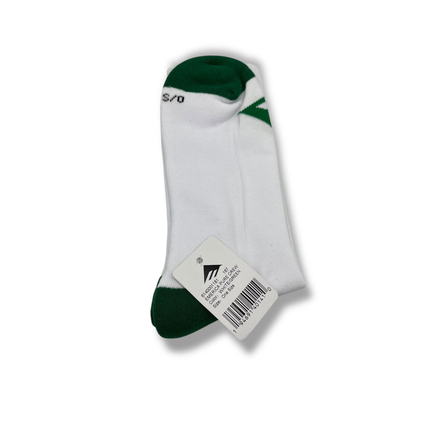 EMERICA | Pure Crew Socks | White/Green