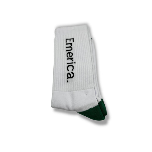 EMERICA | Pure Crew Socks | White/Green