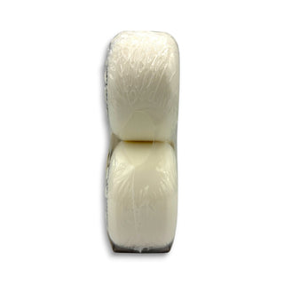 Two white RICTA Clouds skateboard wheels shrink-wrapped together, 56mm 92a