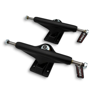Pair of Independent Stage 11 matte black skateboard trucks with silver axles