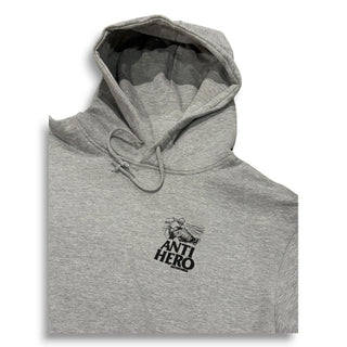 Anti-Hero Skateboards grey heather pullover hoodie with small chest logo graphic