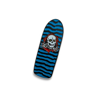 Powell Peralta OG Ripper blue and black striped skateboard deck lapel pin