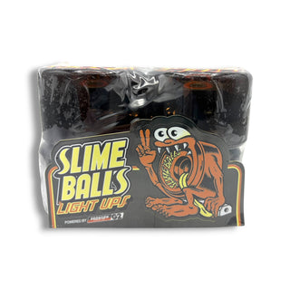 Slime Balls Light Ups black 66mm skateboard wheels 4-pack with monster graphic
