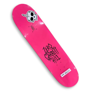 Zero Garrett Hill hot pink skateboard deck with skull graphic, 8.25 inch