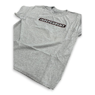 Independent Bar Logo grey heather youth t-shirt with bold chest graphic print