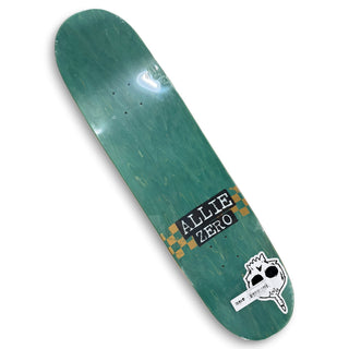 Zero Allie pro skateboard deck in teal with gold checker pattern, 8.5 inch