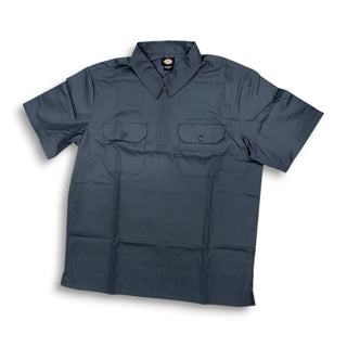 DICKIES | 1/4 Zip Short Sleeve Work Shirt | Charcoal