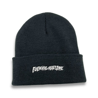 FUCKING AWESOME | Little Stamp Embroidered | Black Beanie