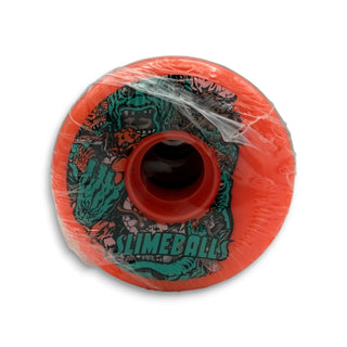 Slimeballs skateboard wheel in orange with monster graphic artwork, 60mm