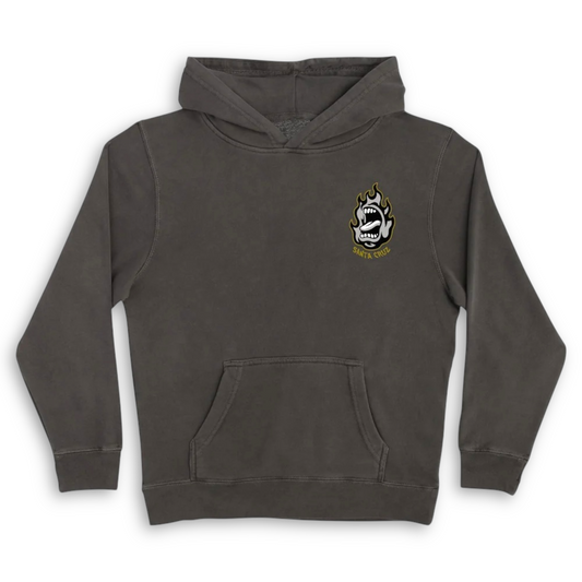 SANTA CRUZ | Screaming Fire Oval Youth Hoodie | Washed Black