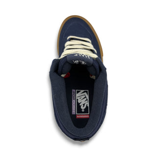 Vans Skate Half Cab navy blue suede sneaker with gum sole and cream laces
