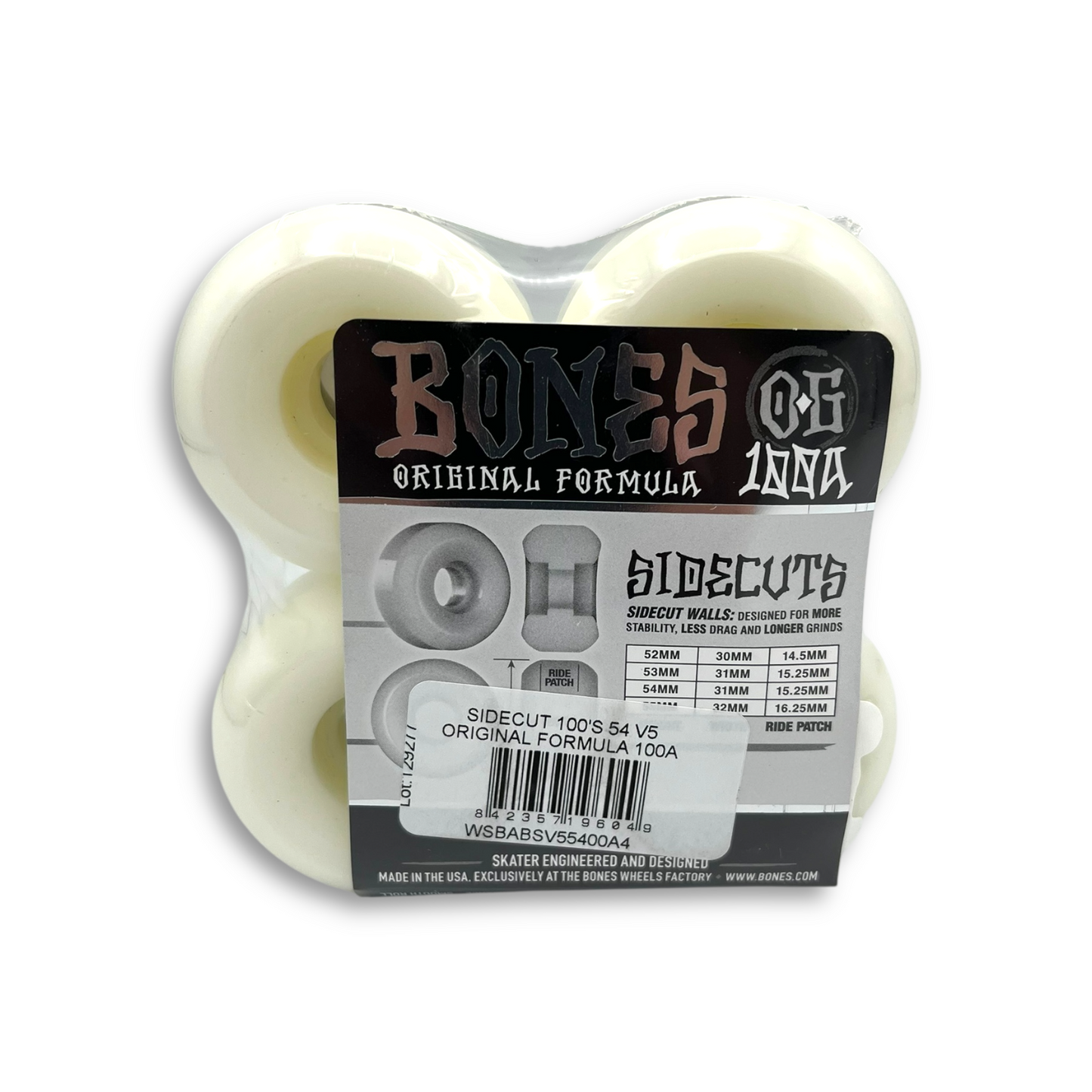 BONES | OG 100s - V5 Sidecut White Wheels | 54mm / 100a