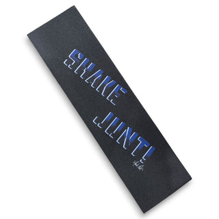 Shake Junt Antwuan Dixon black skateboard grip tape with blue bold logo