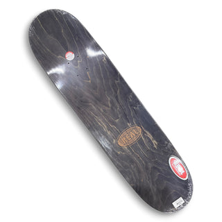 Real Skateboards black wood grain skateboard deck with oval logo, 8.38 inch