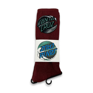 SANTA CRUZ | Wave Dot Crew Socks | Burgundy