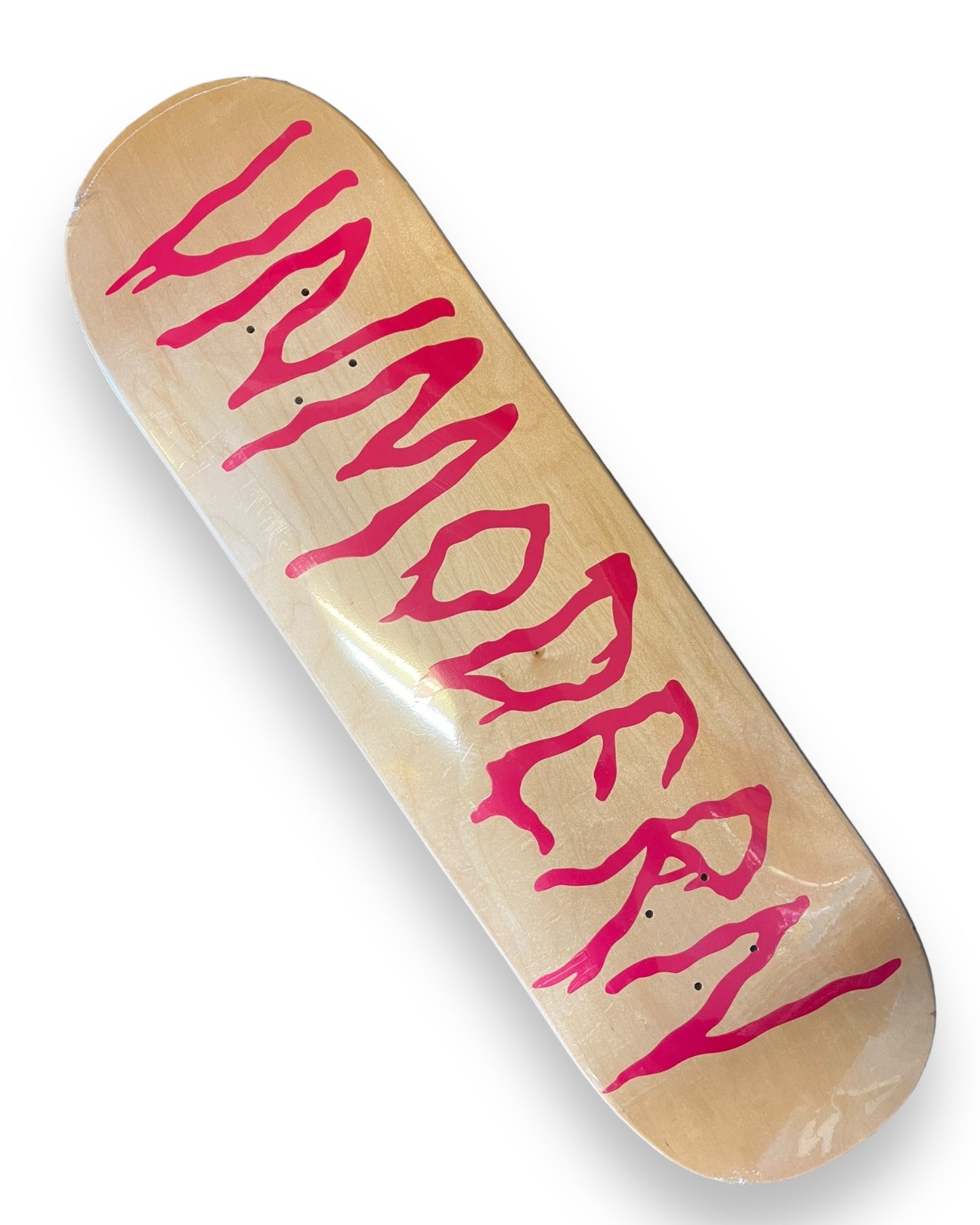 UNMODERN | "Bleeding" | Shop Deck | Natural Stain / Red Logo | 9"