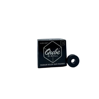 Qube roller skate bearings with packaging on a white background
